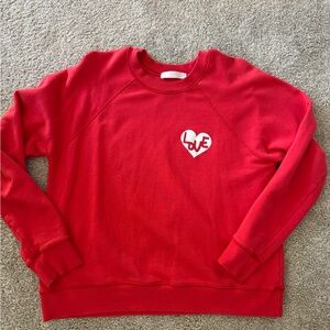 Spiritual Gangster Red Crewneck Sweatshirt with White Heart 'Love' Graphic